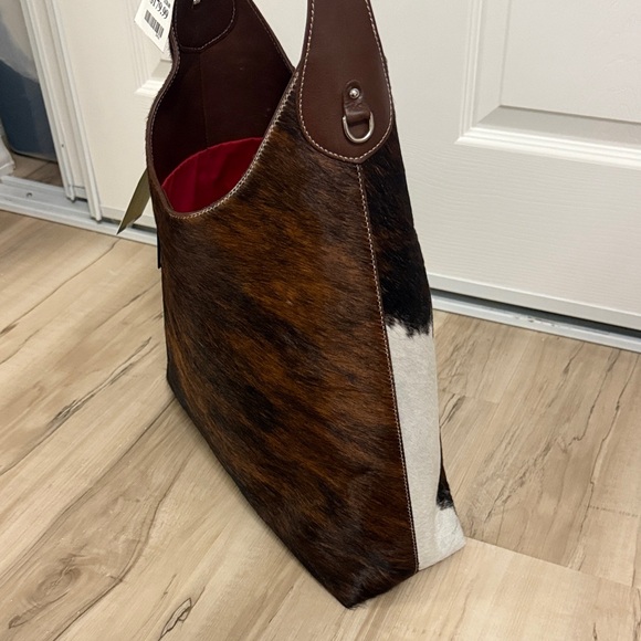 Elegant Brown and White Shoulder Bag. Made in Italy real leather - Picture 4 of 5